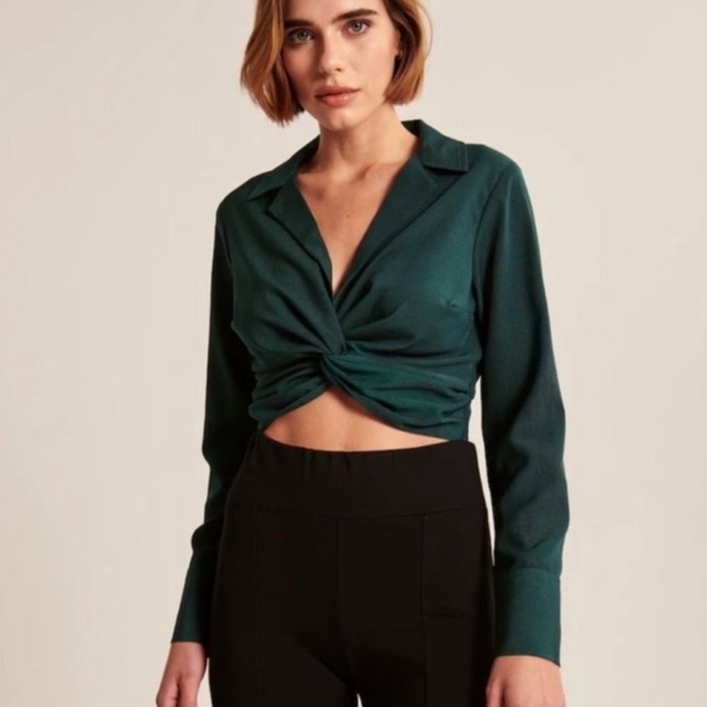 Abercrombie & Fitch Dark Green Twist Blouse